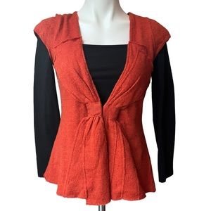 Anthropologie Moth Orange/Rust Wool Bow Front Sweater Vest